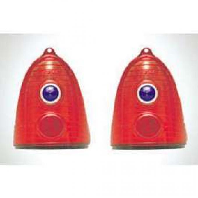 Chevy Taillight Lenses, With Special Blue Dots, Red, 1955