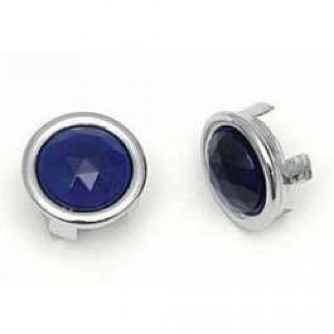 Chevy Glass Blue Dots, With Chrome Bezels, 1955-1957