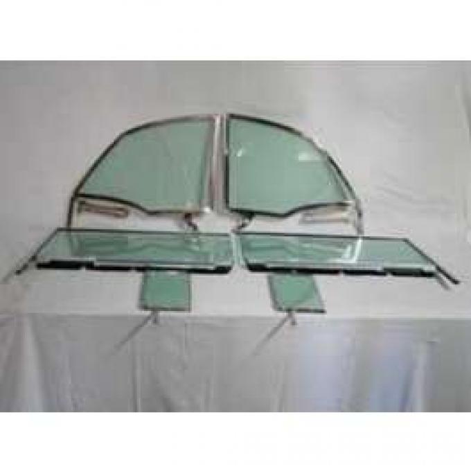Chevy Side Glass Set, Installed With Frames, Date Coded, Tinted, Convertible, 1955-1957