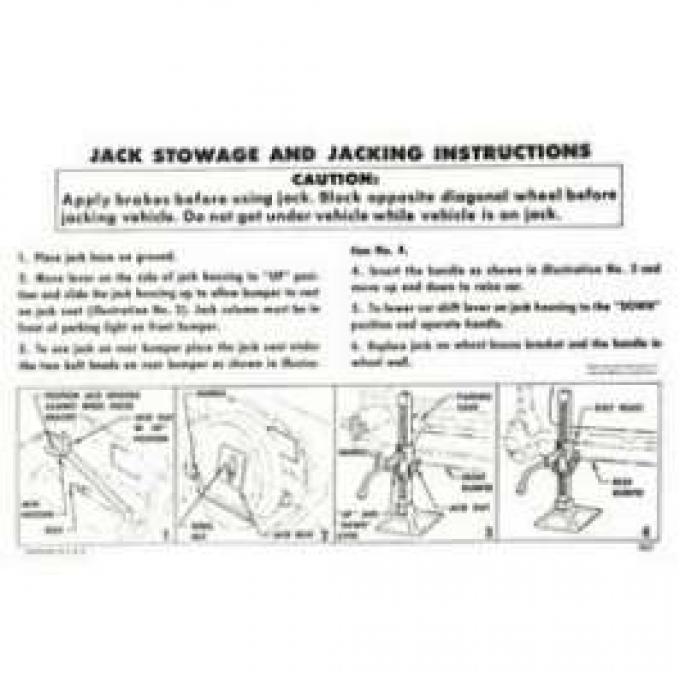 Chevy Jack Stowage & Jacking Instructions Sheet, 1957