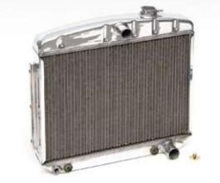 Chevy Radiator, Polished Aluminum, V8 Position, Griffin HP Series, 1955-1957