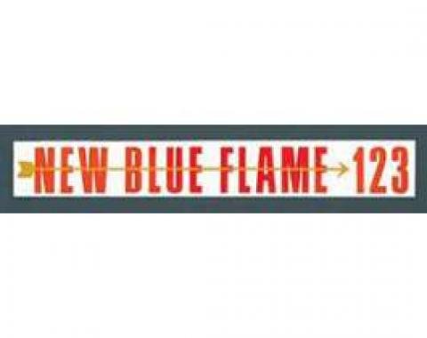 Chevy Valve Cover Decal, Blue Flame, 235ci, 123hp, 6-Cylinder, 1955