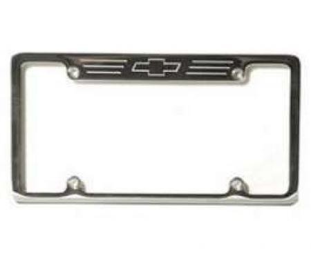 Chevy License Plate Frame, Billet Aluminum, With Bowtie Logo, 1955-1957