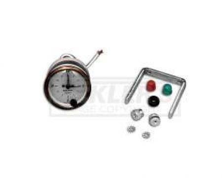 Chevy Custom Clock, Brushed Aluminum Face, With Black Hands, 2-1, 16, AutoMeter, 1955-1957