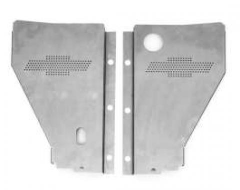 Chevy Radiator Filler Panels, For CCI Tubular Core & Cross-Flow Radiator, Carbon Steel, With Bowtie, 1956