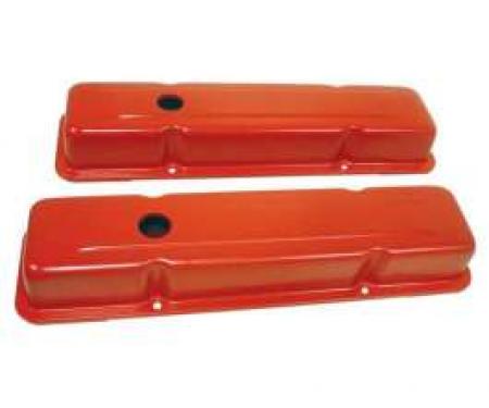 Chevy Small Block Valve Covers, Tall Style, Orange, 1955-1957
