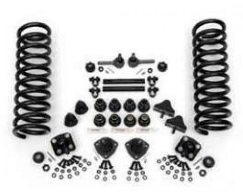 Chevy Front End Rebuild Kit, With Rack & Pinion, Stock Springs & Urethane Bushings, 1955-1957