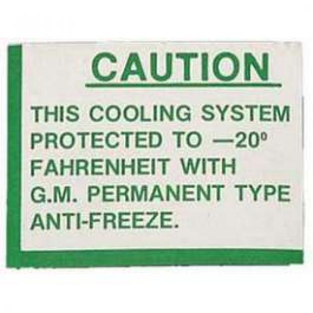 Chevy Radiator Coolant Decal, 1955-1957 | Classic Chevy
