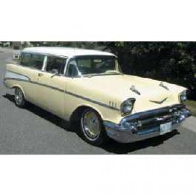 Chevy Side Glass Set, Tinted, 4-Door Wagon, 1955-1957
