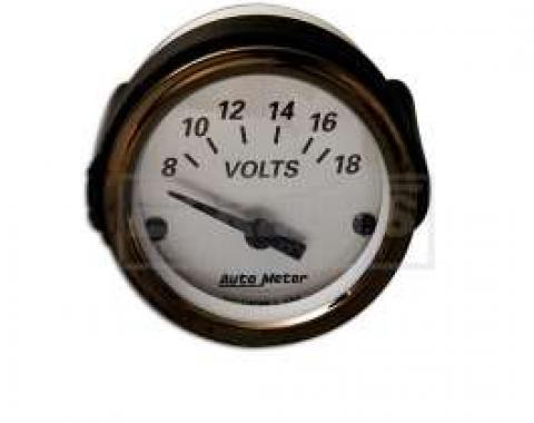 Chevy Custom Voltmeter, Brushed Aluminum Face, With Black Needle, AutoMeter, 1955-1957