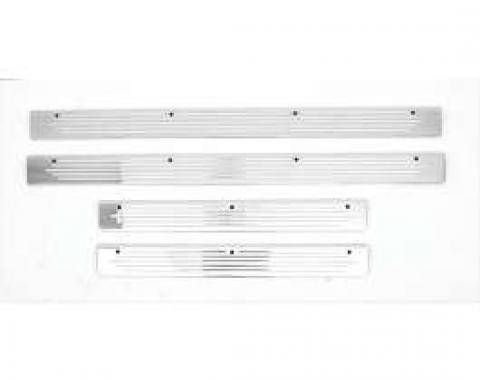 Chevy Sill Plates, Polished Aluminum & Ball Milled, 4-Door Sedan & Wagon, 1955-1957