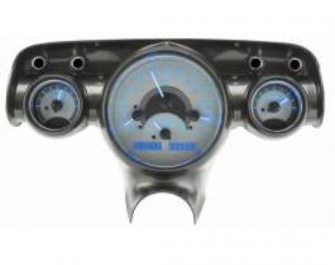 Chevy Analog Dash Gauges, Dakota Digital, Silver With Blue Display, 1957