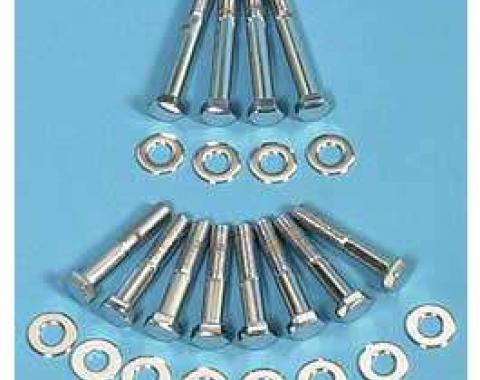 Chevy Exhaust Manifold Bolts, Chrome, Small Block, 1955-1957