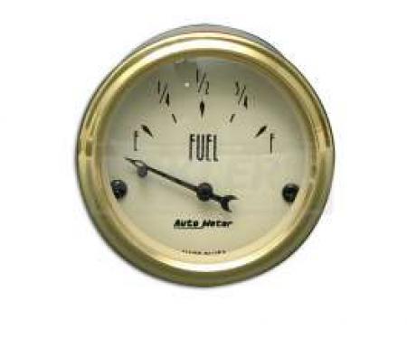 Chevy Custom Fuel Gauge, Beige Face, With Black Vintage Needle, AutoMeter, 1955-1957