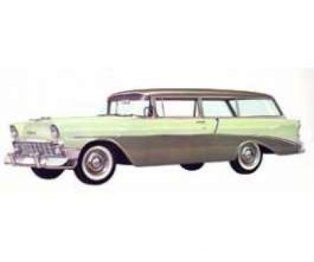 Chevy Rear Curved Quarter Glass, Right, Tinted, 2-Door Wagon, 1955-1957