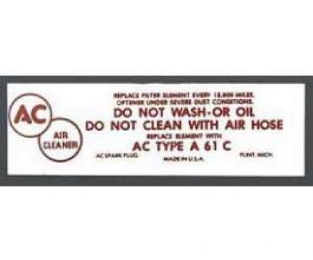 Chevy Air Cleaner Decal, Fuel Injection, 1957