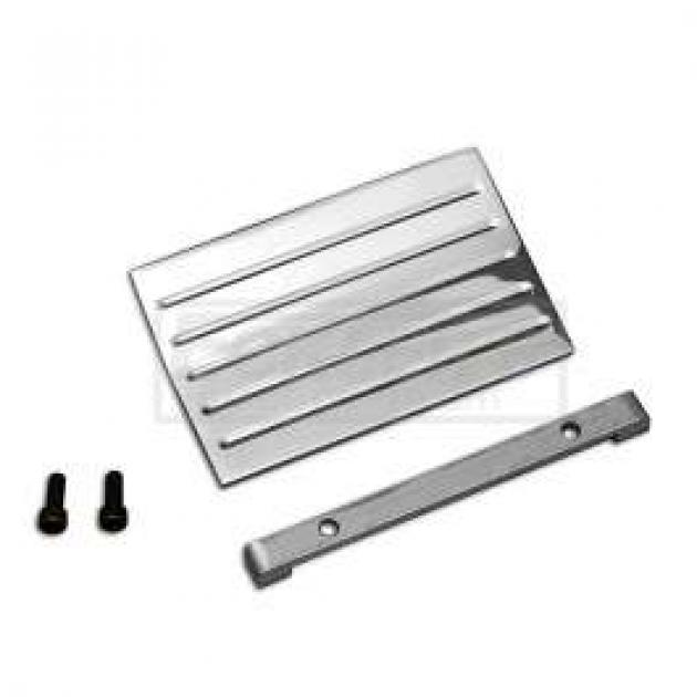 Chevy Clock BlockOff Plate, Polished Aluminum With Ribs, 1957