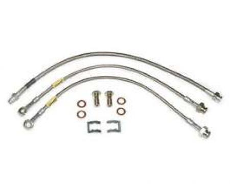 Chevy Disc Brake Braided Hose Set, Complete, Stainless Steel, 1955-1957