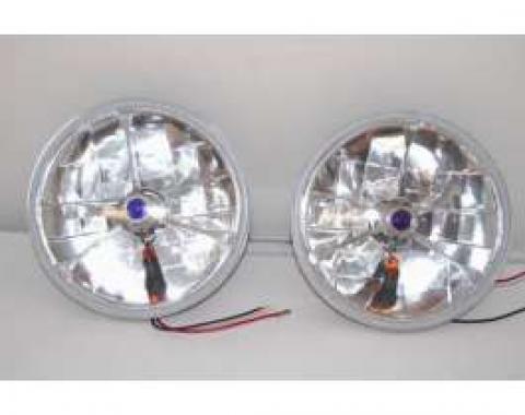 Chevy Headlights, Blue Dot Tri-Bar H-4 Halogen With Turn Signals, 1955-1957