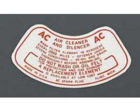 Chevy Air Cleaner Decal, 1955 V8 2-Barrel & 1955-1957 6-Cylinder