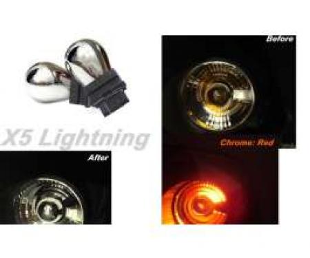 Light Bulbs, 3157, Chrome X5 Lightning Red Silver Stealth