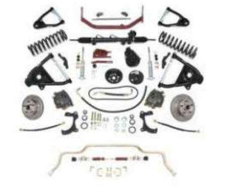 Chevy Complete Independent Front Suspension Kit, Big Block, With Standard Coil Springs And Drilled, Sweep Slotted Rotors,1955-1957