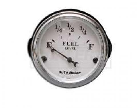 Chevy Fuel Gauge, White Face, With Black Vintage Needles, AutoMeter, 1955-1956