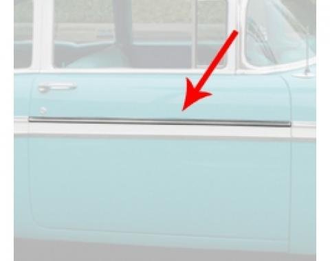 Chevy Front Door Molding, Bel Air, Left Lower Or Right Upper, For 2-Door, Show Quality, 1956