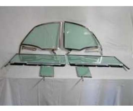 Chevy Side Glass Set, Installed With Frames, Tinted, Convertible, 1955-1957