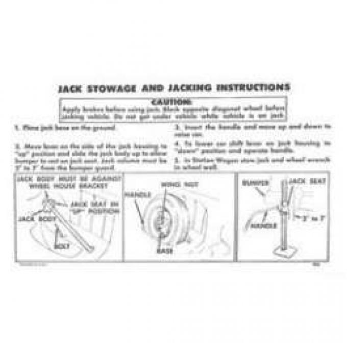 Chevy Jack Stowage & Jacking Instructions Sheet, 1955