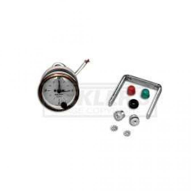 Chevy Custom Clock, Brushed Aluminum Face, With Black Hands, 2-1, 16, AutoMeter, 1955-1957