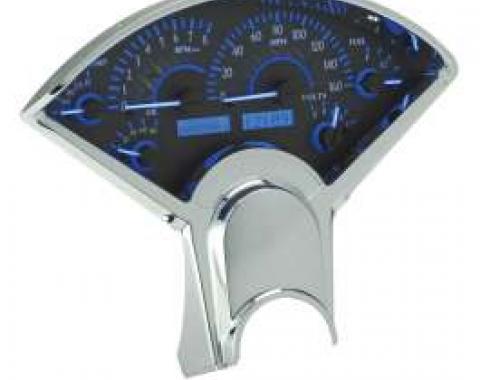 Chevy Analog Dash Gauges, Dakota Digital, Carbon Fiber With Blue Display, 1955-1956