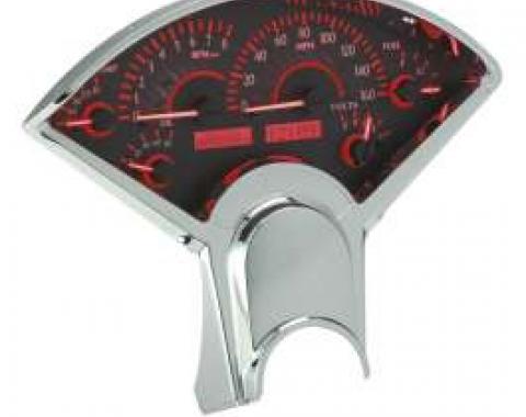 Chevy Analog Dash Gauges, Dakota Digital, Carbon Fiber With Red Display, 1955-1956