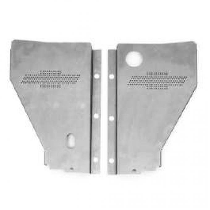 Chevy Radiator Filler Panels, For CCI Tubular Core & Cross-Flow Radiator, Carbon Steel, With Bowtie, 1956