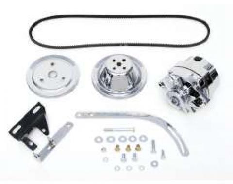 Chevy Alternator Conversion Kit, Small Block, Single Groove Pulleys, For Cars With Short Water Pump & Headers, 1955-1957