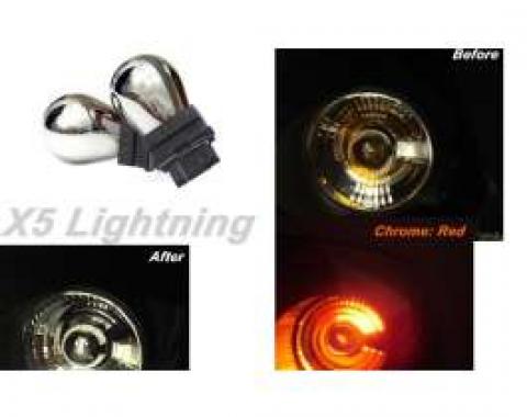 Light Bulbs, 3157, Chrome X5 Lightning Red Silver Stealth