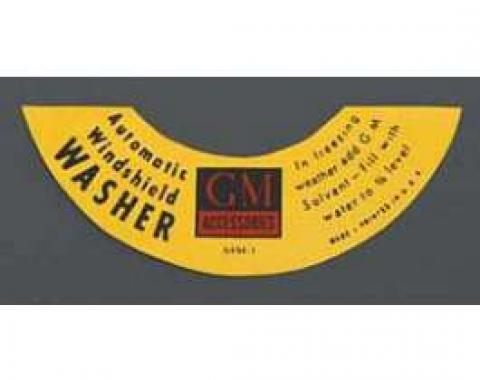 Chevy Windshield Washer Jar Decal, Automatic, 1955-1957