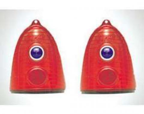 Chevy Taillight Lenses, With Special Blue Dots, Red, 1955