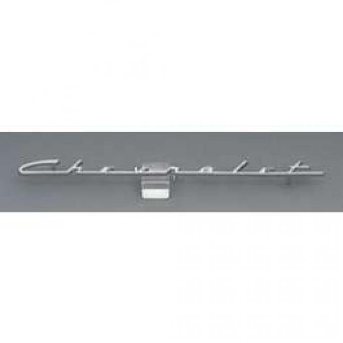 Chevy Speaker Script Emblem, With Chevrolet Word, 150, 120, 1955-1956