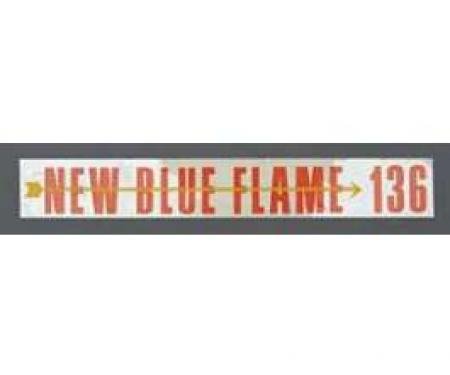 Chevy Valve Cover Decal, 6-Cylinder, Blue Flame 136, 1955