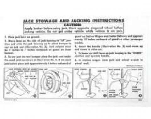 Chevy Jack Stowage & Jacking Instructions Sheet, 1956