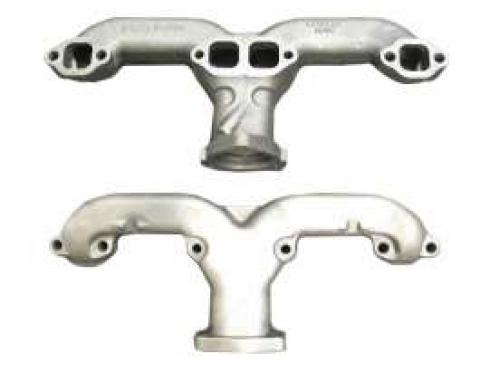 Chevy Exhaust Manifolds, Cast Iron, Ram Horn Style, 1955-1957