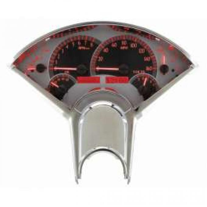 Chevy Analog Dash Gauges, Dakota Digital, Silver With Red Display, 1955-1956