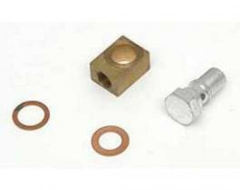 Chevy Brake Master Cylinder Brass Block & Banjo Bolt Kit, 1955-1957