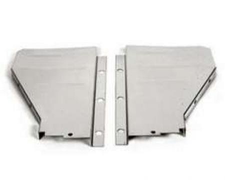 Chevy Radiator Filler Panels, Ribbed, Stainless Steel, For CCI Tubular Radiator Core Support, 1956