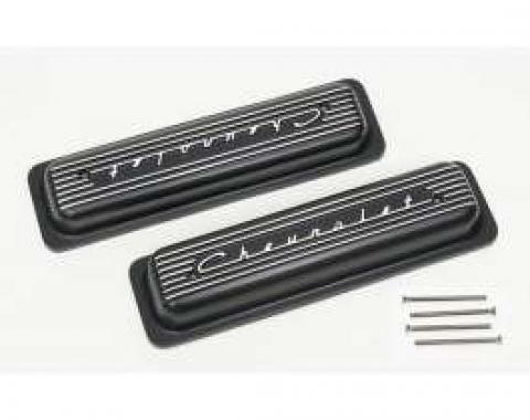 Chevy Valve Covers, Classic-Style, Aluminum, Black, 1955-1957