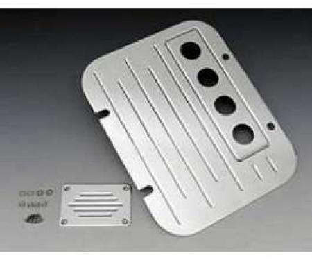 Chevy Firewall Plate, Ribbed Polished Billet Aluminum, With Gen IV Vintage Air Conditioning, 1957