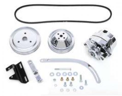 Chevy Alternator Conversion Kit, Small Block, Double Groove Pulleys, For Cars With Short Water Pump & Headers, 1955-1957