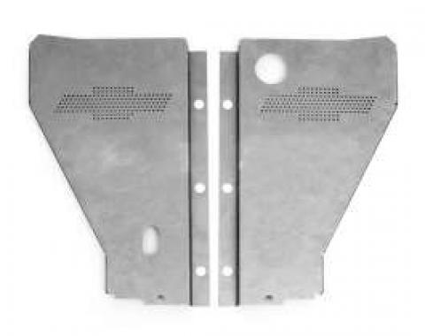 Chevy Radiator Filler Panels, For CCI Tubular Core & Cross-Flow Radiator, Carbon Steel, With Bowtie, 1957