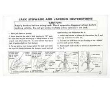 Chevy Jack Stowage & Jacking Instructions Sheet, Wagon, 1957